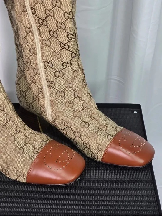 Gucci Ellis GG-Monogram Canvas Knee-High Boots - Picture 3 of 14